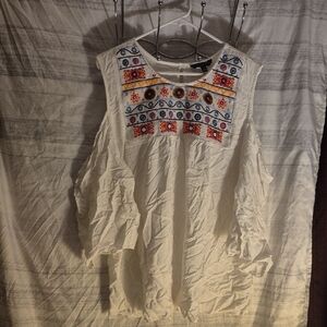 Signature Studio White Blouse with Colorful Embroidery